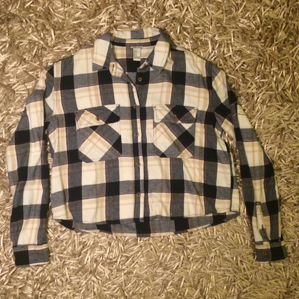 Cropped button down flannel
